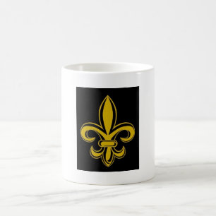 Café Caneca preta e Dourado da flor de lis
