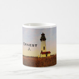 Café Caneca principal do costume do farol de Yaquina