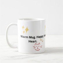 Caneca Quente. Coração Feliz. Tipografia de Gato F