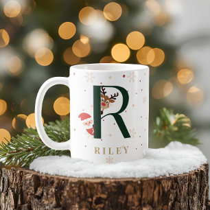 Café Caneca R de Monograma de Natal Personalizada