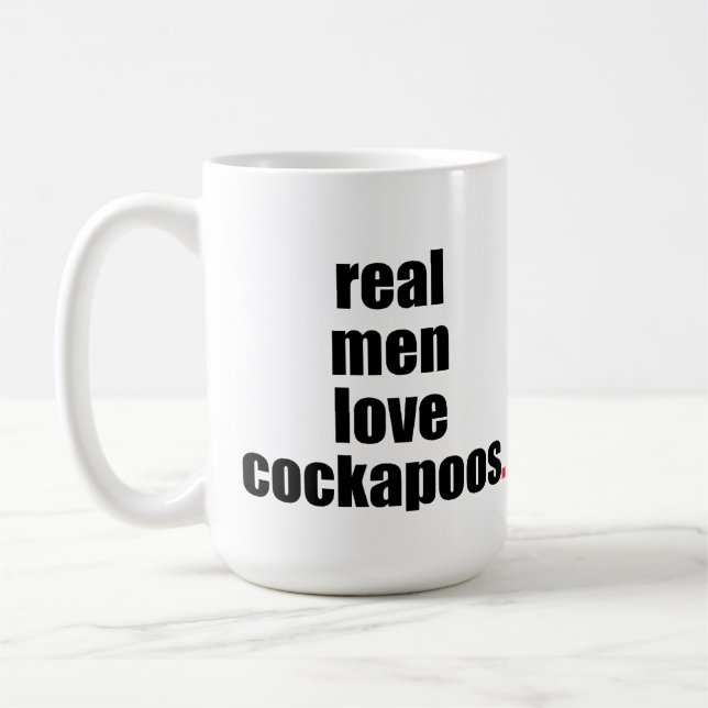 Café Caneca real de Cockapoos do amor dos homens (Esquerda)
