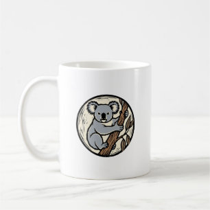 Café Caneca Redonda de Arte Xilogravura de Coala