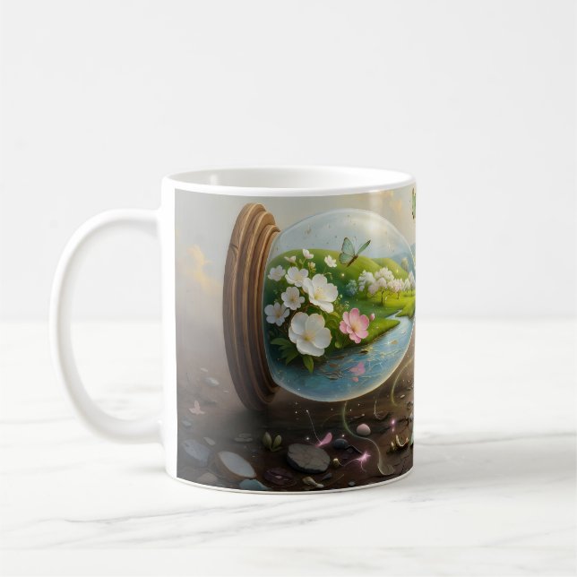 Café Caneca Relógio de Areia Surreal Oásis de Primavera (Esquerda)