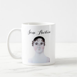 Café Caneca retrato aquarela de Jane Austen