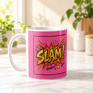 Café Caneca Rosa Choque de Arte Pop de Quadrinhos SLAM