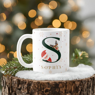 Café Caneca S de Monograma de Natal Personalizada
