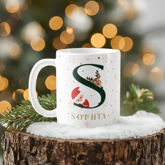 Café Caneca S de Monograma de Natal Personalizada