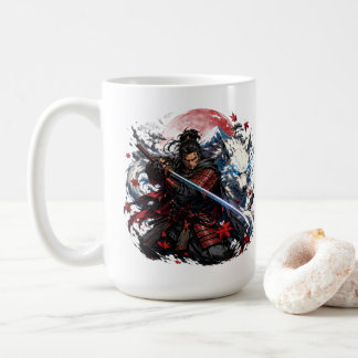 Café Caneca Samurai e Lobo Branco | Fantasia de Guerrei