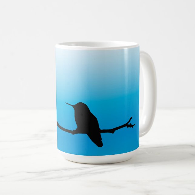 Café Caneca - Silhueta de beija-flor em azul (Frente Esquerda)