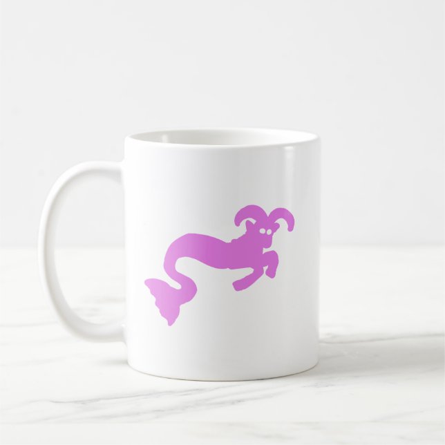 Café Caneca Silhueta de Cabra do Mar Rosa Zodíaco (Esquerda)