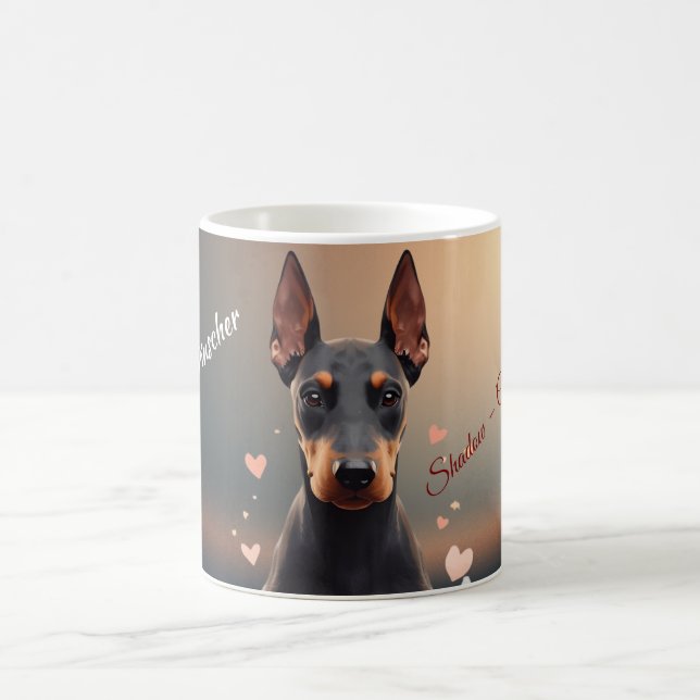 Café Caneca Silhueta de Doberman Pinscher Elegante – Pe (Centro)