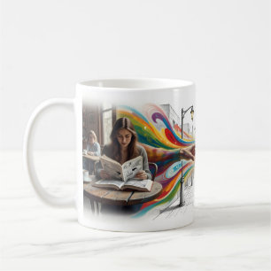 Café Caneca Take On Me Garota Lendo Mundo de Quadrinhos