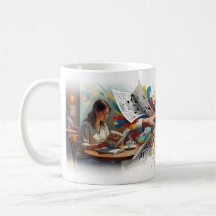 Café Caneca Take On Me Garota Lendo Mundo de Quadrinhos
