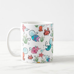 Café Caneca temática de criaturas marinhas. Caneca de a