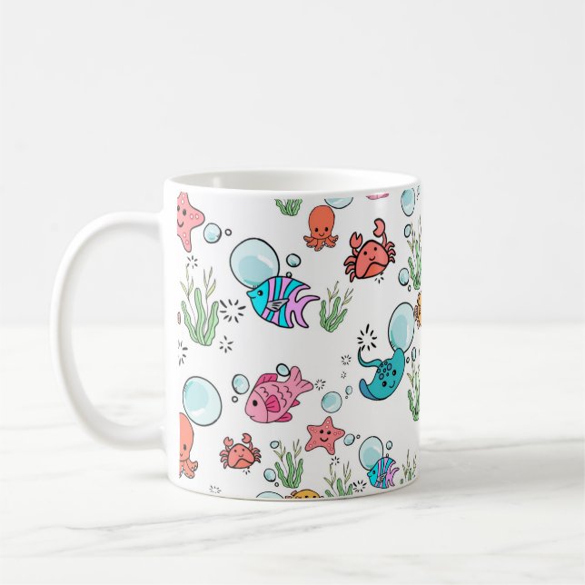 Café Caneca temática de criaturas marinhas. Caneca de a (Esquerda)