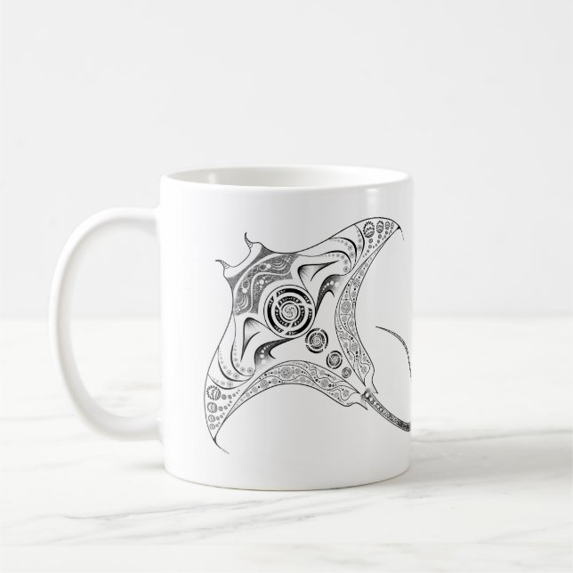 Café Caneca tribal de Dotwork do raio de Manta (Esquerda)
