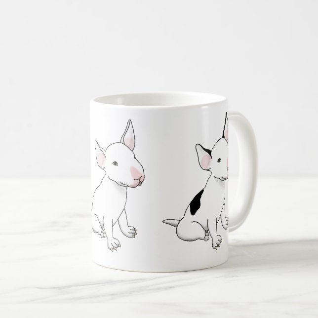 Café Caneca - trio de filhotes de bull terrier branco (Frente Esquerda)