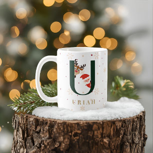 Café Caneca U de Natal Personalizada com Monograma