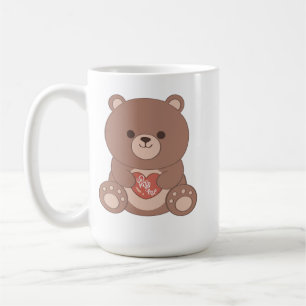Café Caneca Urso de Pelúcia Romântico & Corações