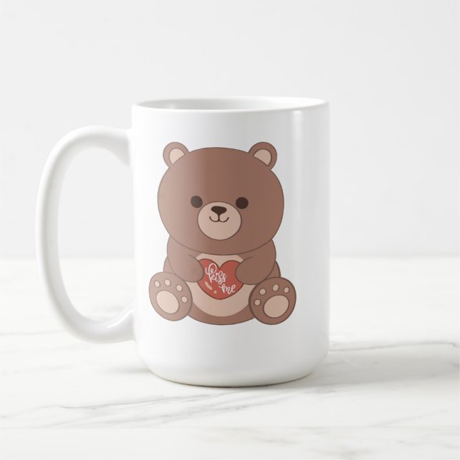 Café Caneca Urso de Pelúcia Romântico & Corações (Esquerda)