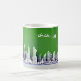 Café Caneca Verde de Natal do Papai Noel sobre a Cidade