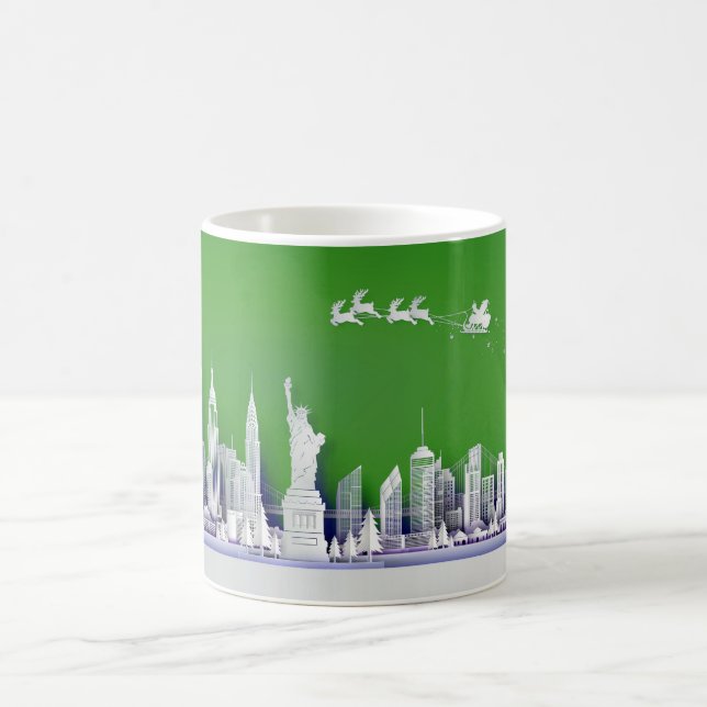 Café Caneca Verde de Natal do Papai Noel sobre a Cidade (Centro)