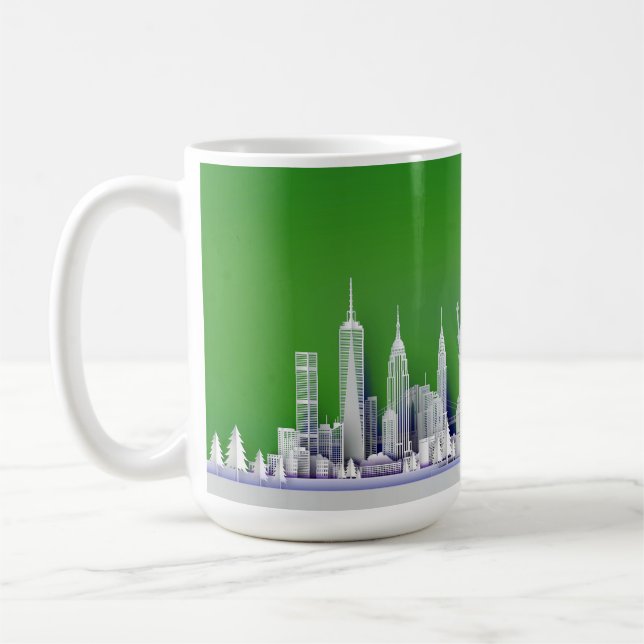 Café Caneca Verde de Natal do Papai Noel sobre a Cidade (Esquerda)