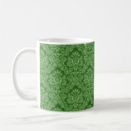 Café Caneca VERDE elegante do monograma do damasco de