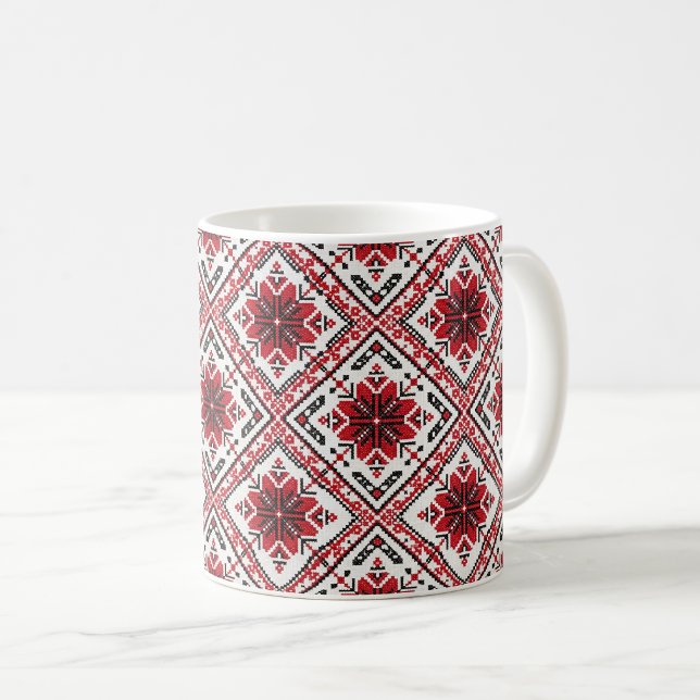 Café Caneca vermelha de arte popular tradicional ucrani (Criador carregado)