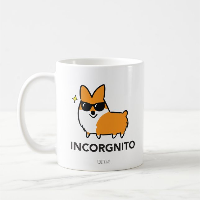 Café Caneca vermelha de Incorgnito do Corgi (Esquerda)