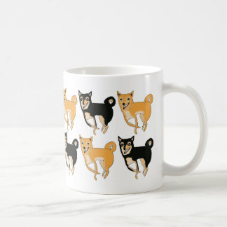 Café Caneca vermelha e preta & de Tan Shiba Inu do