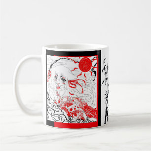 Café Caneca vermelha e preta e de Whtie