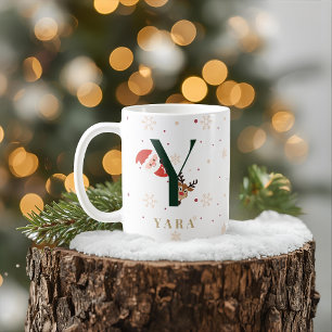 Café Caneca Y de Monograma de Natal Personalizada