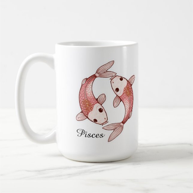 Café Caneca Zodíaco Celestial de Peixes - Arte de Peixe (Esquerda)