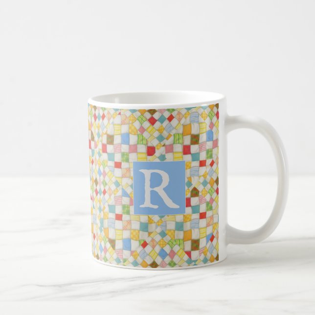 Café CANELA DE RETALHOS Caneca Branca + Texto / Azul (Direita)