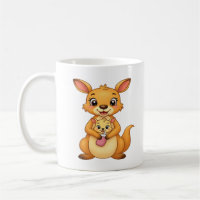 Canguru Surpreso e seu Bebê - Caneca de dupla face