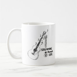 Café Canto pela Vida – Caneca de Guitarra Minimalista