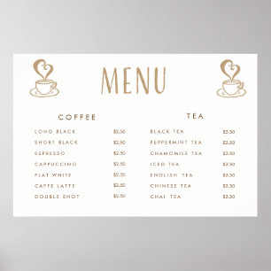 Café Cardápio de Preços de Cafeteria Poster Person