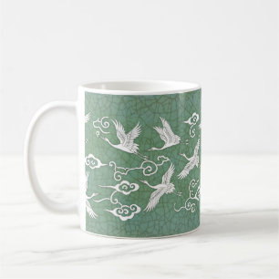 Café Celadon Crane — Caneca de Cerâmica Coreana