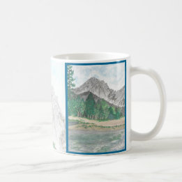 Café Cena de Montanha em Aquarela Caneca Personalizada