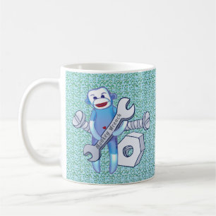 Café Chave de macaco Sock Monkey mecânico caneca