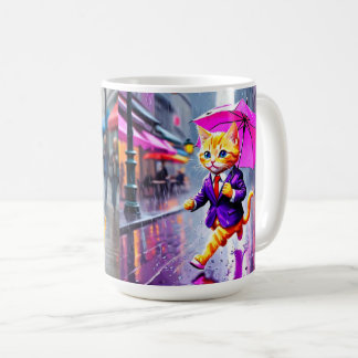 Café Chuva De Gatinho Gimoso Corre Uma Caneca Clássica