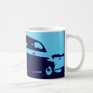 Café Clássico de Fiat 500 - azul do Lt na caneca escur