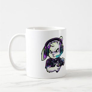 Café Coelho Gamer Fofo com Fones de Ouvido - Caneca Leg