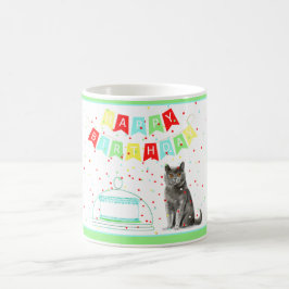 Café Colorida Caneca de Aniversário do Gato