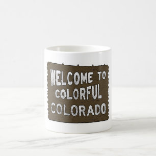 Café Colorida Colorado sinal de boas-vindas, caneca de 