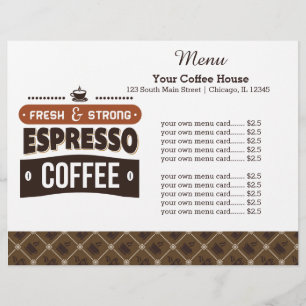 Café com cartão de menu