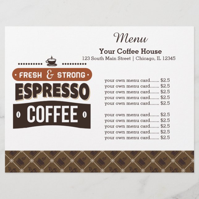 Café com cartão de menu (Frente)