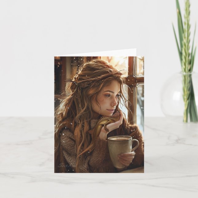 Café com Cartão Dobrado de Amigos (Frente)