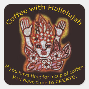 Café com etiqueta da aleluia